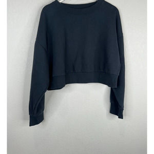 Gap Womens Sweatshirt Size Small Navy Blue Cropped Pullover Crewneck Fleece Boxy
